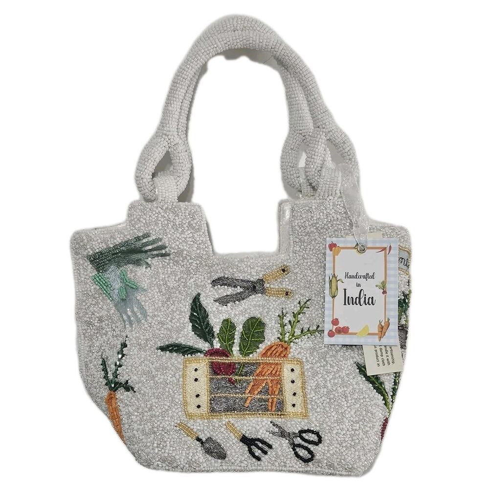 Beaded Handbag Handcrafted in India Vegetable Gardening Purse NWT